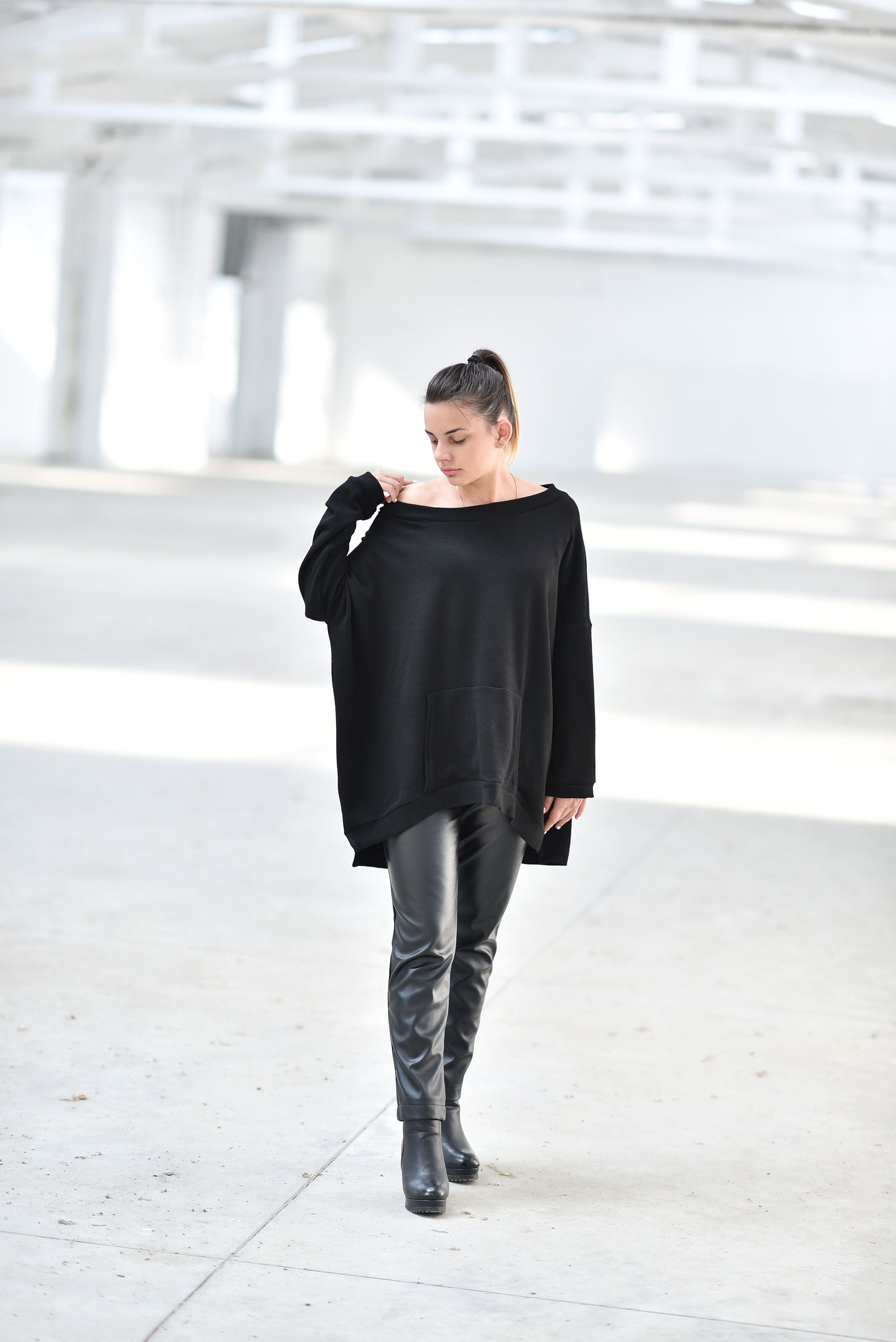 Black Sweater Wool Sweater Black Pullover Women Sweater | Etsy