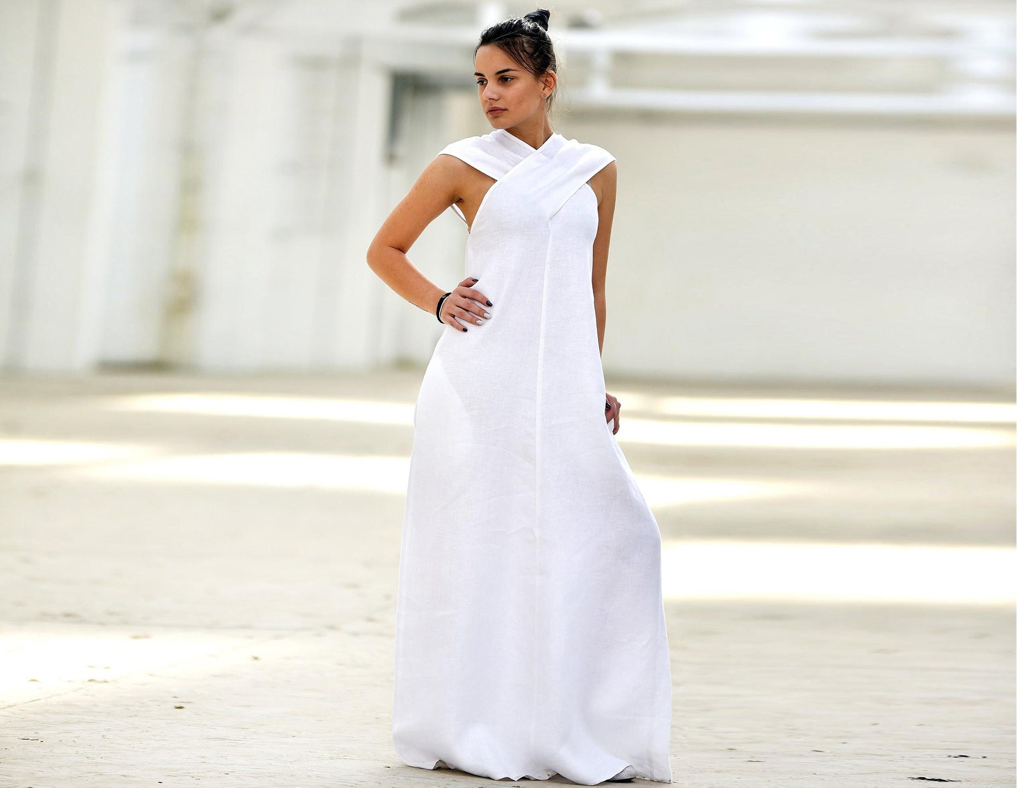 White Linen Dress Linen Dress White ...