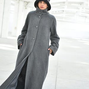 Edwardian Winter Wool Coat, Textured Boiled Wool Turtleneck Edwardian Winter Wool Coat, Textured Boiled Wool Turtleneck