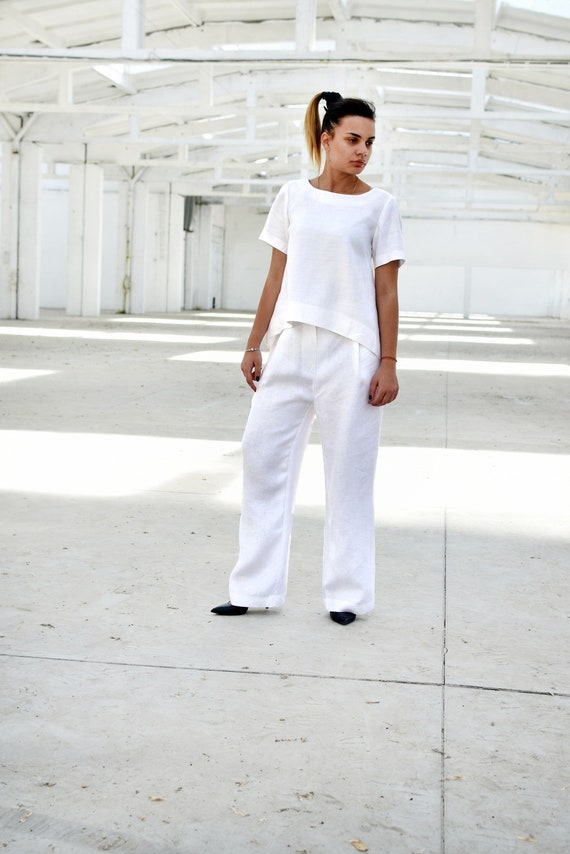 White Linen Pants, Wide Leg Pants, Linen Clothes, White Summer Pants, Loose  Pants, Minimalist Clothing, Oversize Pants, Plus Size Pants -  Denmark