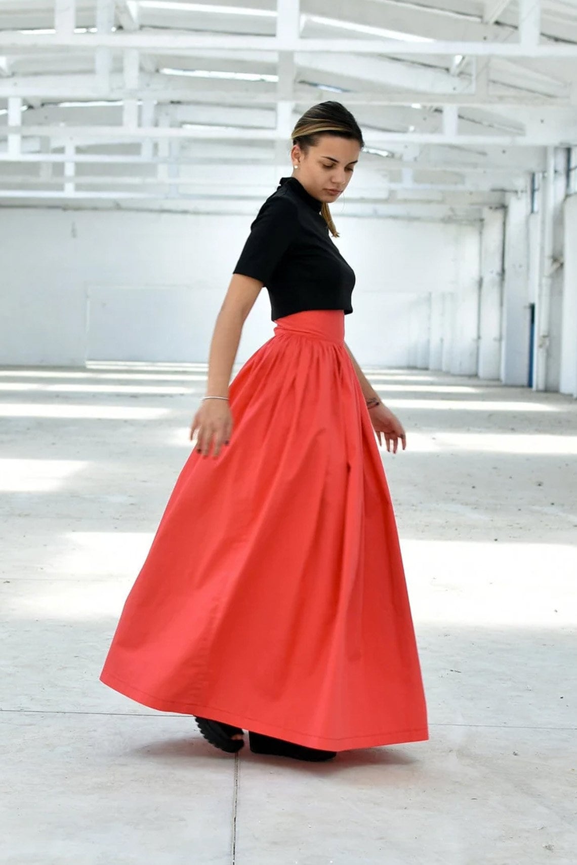 Striped Maxi Skirt, Summer High Waist Skirt, Plus Size