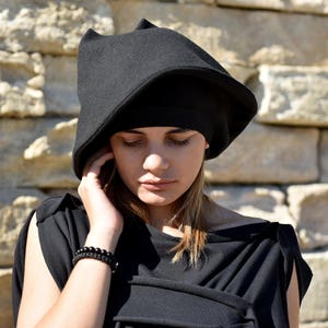 Wool Avant Garde Beret Hat, Winter Accessories, Black Winter Hat for Women, Warm Ladies Oversized Beret, Available in Many Colors & Plaid