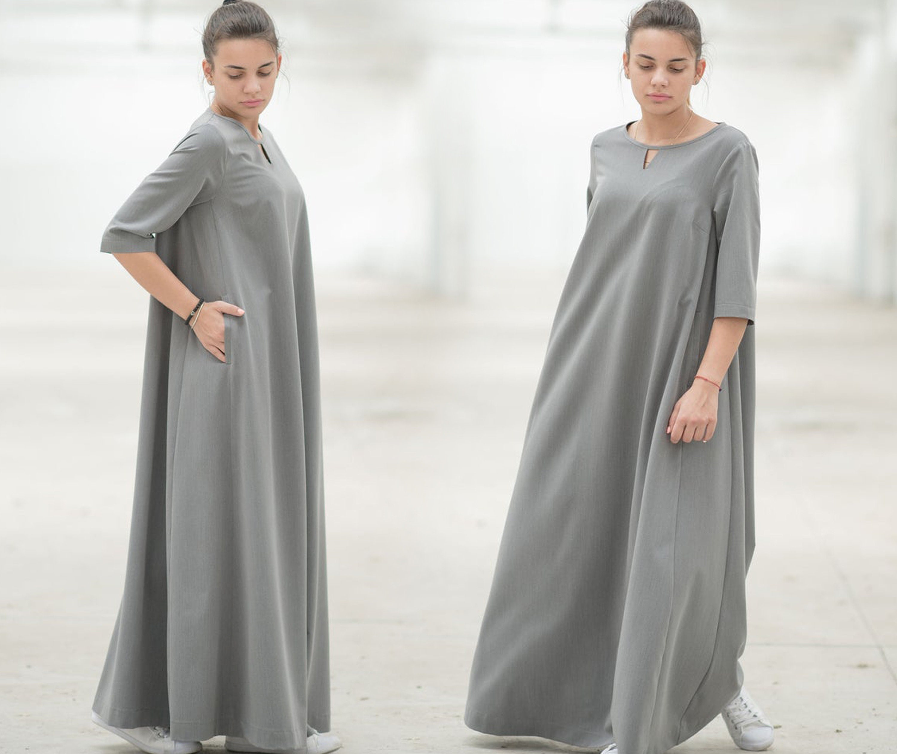Maxi Dress Gray Dress Plus Size Maxi Dress Plus Size - Etsy