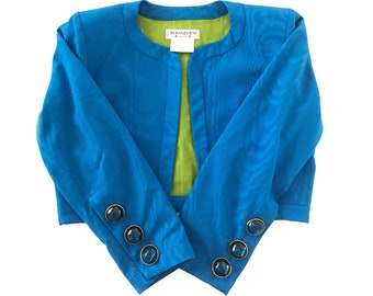 YVES SAINT LAURENT Vintage 1980s Chaqueta corta azul Ysl Rive Gauche Chaqueta de noche