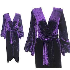 YVES SAINT LAURENT Vintage 1970er Lila Samt Kleid Ysl Rive Gauche Glöckchen Kleid Robe