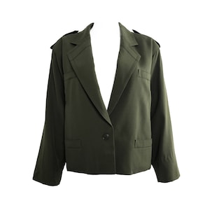 ESCADA Vintage Khaki Military Batwing Jacket Army Green Balenciaga Style 1980s