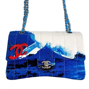 CHANEL Vintage Surf Bag Logo Print Quilted Canvas Flap Handbag - Etsy