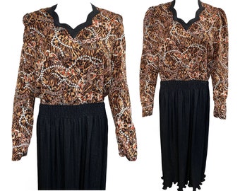 DIANE FREIS Vintage 1980s Leopard Print Dress