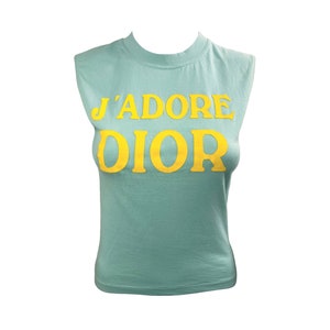 CHRISTIAN DIOR Vintage Blue J'adore Dior Logo Print Tank Top Sz FR