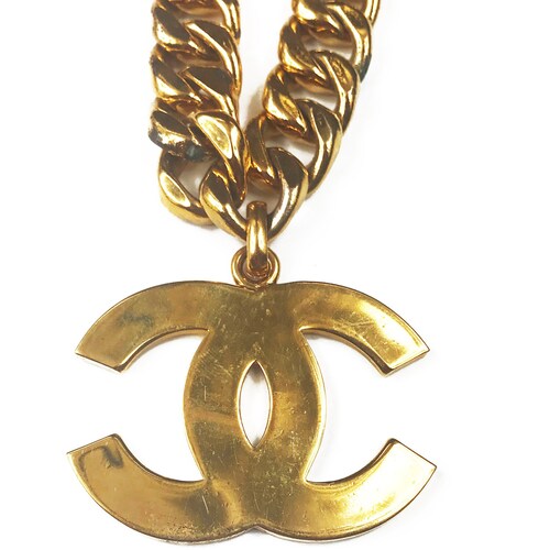 CHANEL Iconic Vintage 1990s Gold Logo 