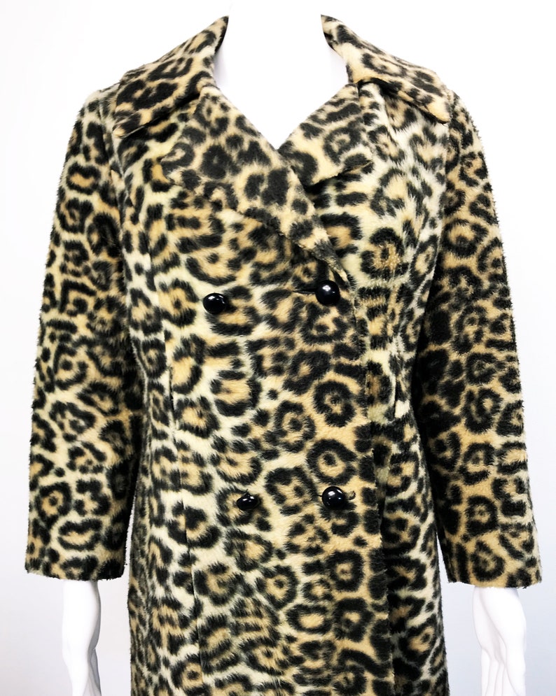 Vintage Leopard Print 1960s Coat Boxy Retro Pixie Collar | Etsy