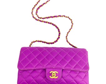 CHANEL, PURPLE QUILTED JERSEY CANVAS 2.55 REISSUE 26 DOUBLE FLAP BAG WITH  GUNMETAL HARDWARE, Luxury Handbags, 2020