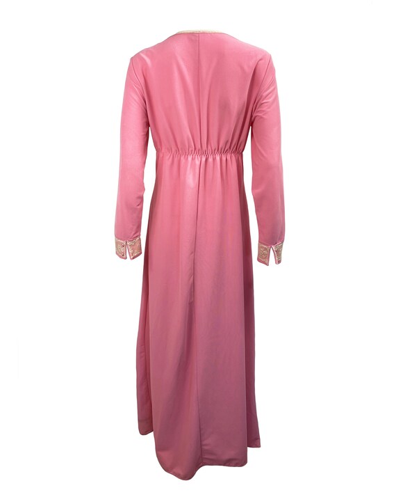 NORMAN HARTNELL Vintage 1970s Pink Lace Trim Maxi… - image 3