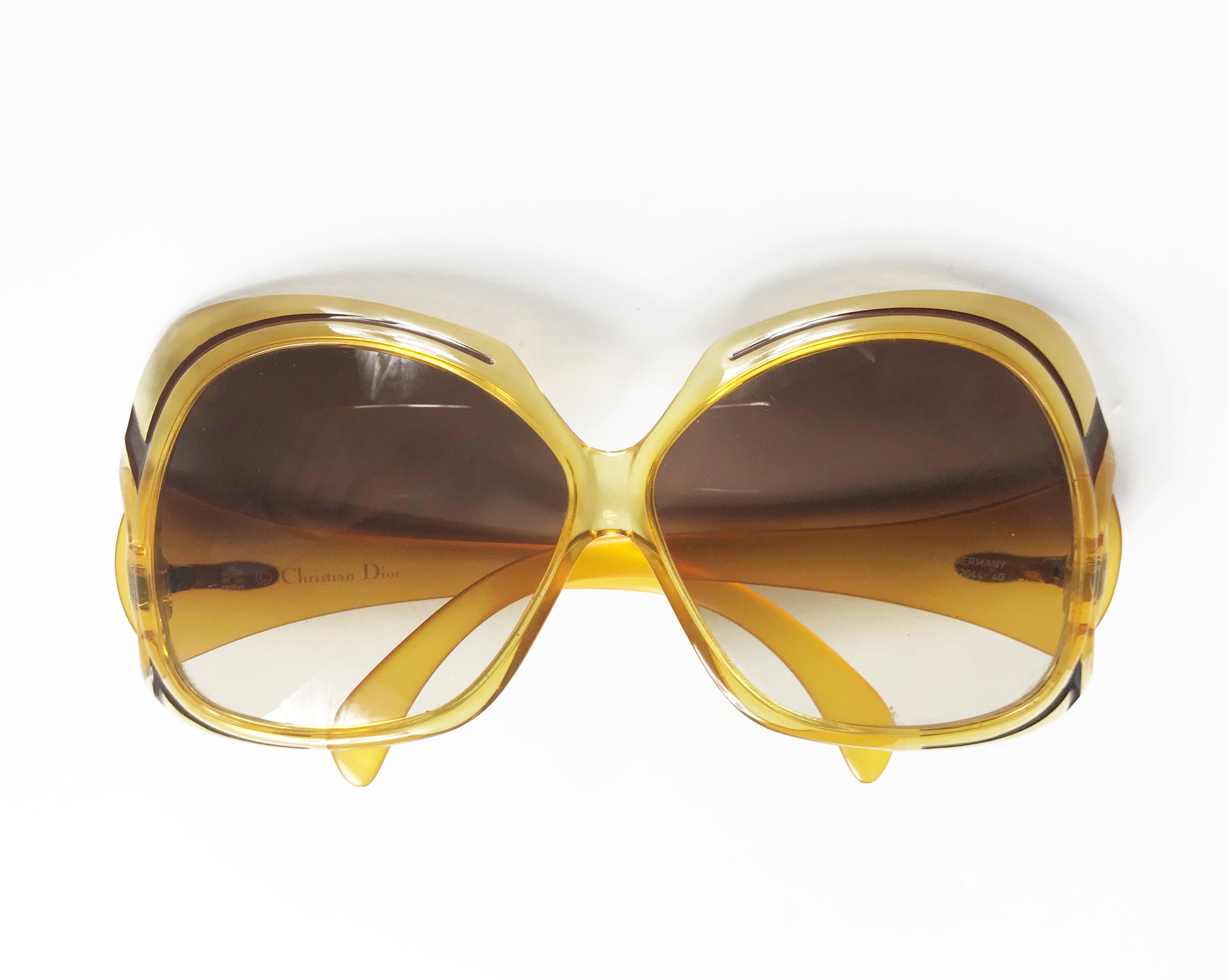 CHRISTIAN DIOR Vintage 1970s Oversize Yellow Sunglasses With - Etsy
