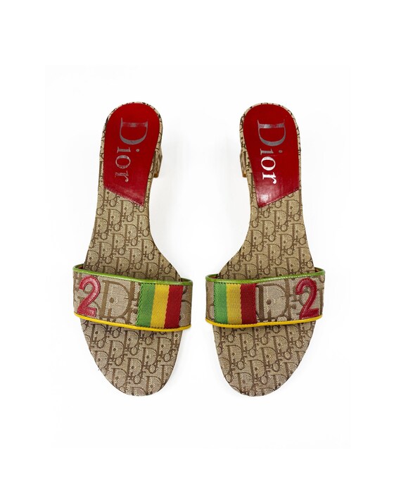 CHRISITAN DIOR Vintage Monogram Mules Logo Slides