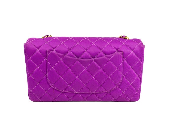 CHANEL Vintage Purple Quilted Flap Bag Purple Nylon Logo 