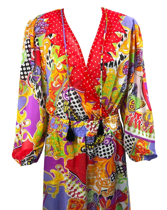 DIANE FREIS Vintage 1980s Red and Colourful Print… - image 6