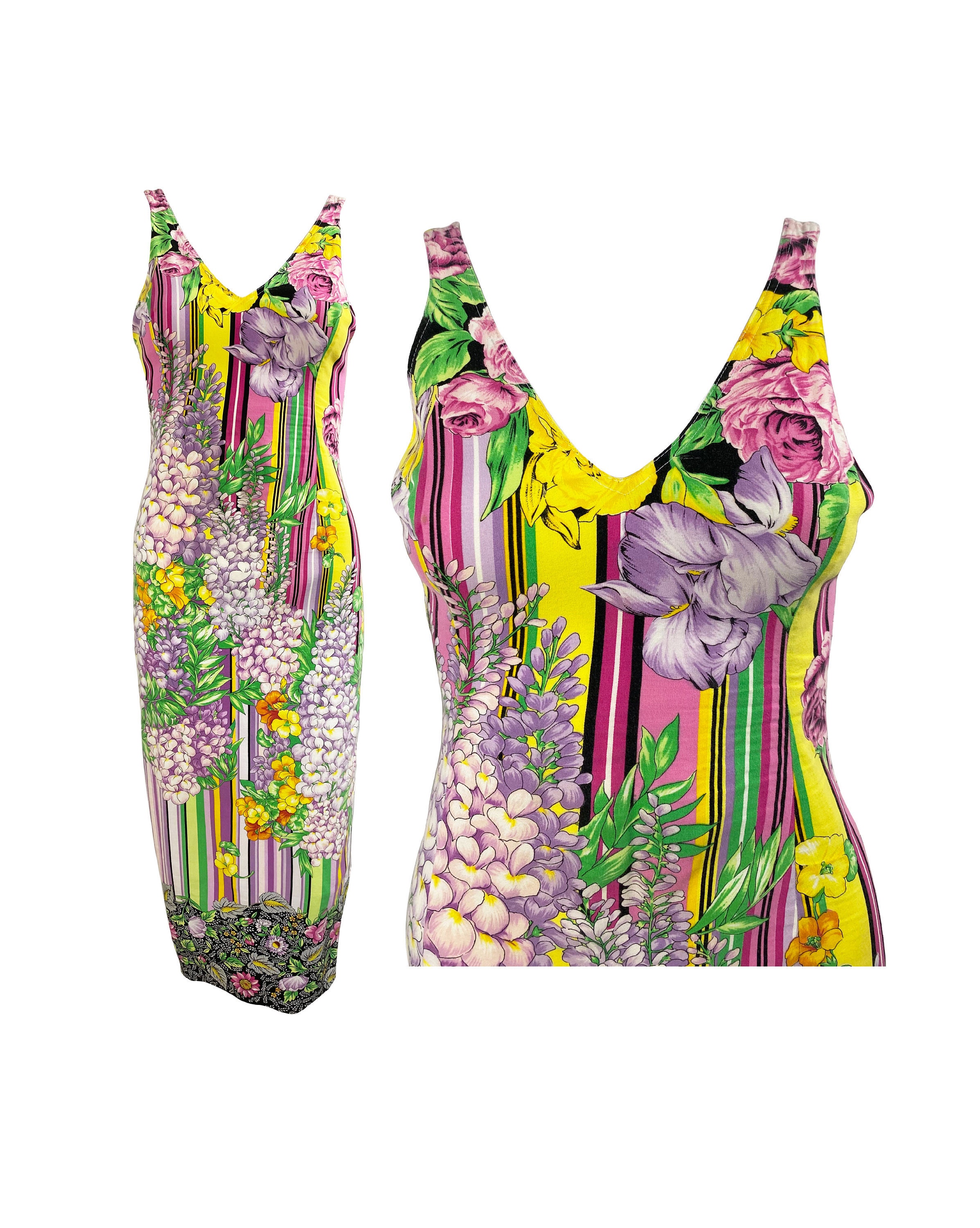 VERSUS by GIANNI VERSACE Vintage 1990s Floral Print Dress - Etsy