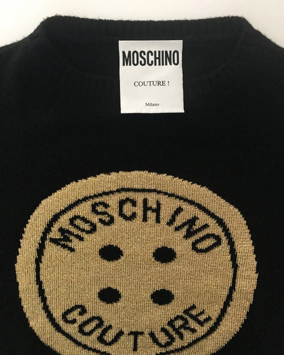 MOSCHINO Vintage 1990s Gold Logo Knit Sweater Mos… - image 4