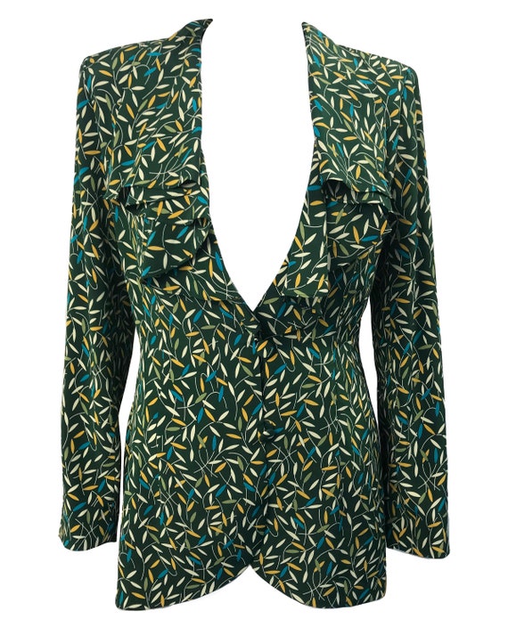 NORMA KAMALI Vintage Dead Stock Green Print Jacke… - image 2