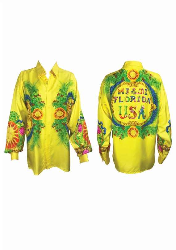 GIANNI VERSACE Rare Vintage Miami Print Shirt 199… - image 1