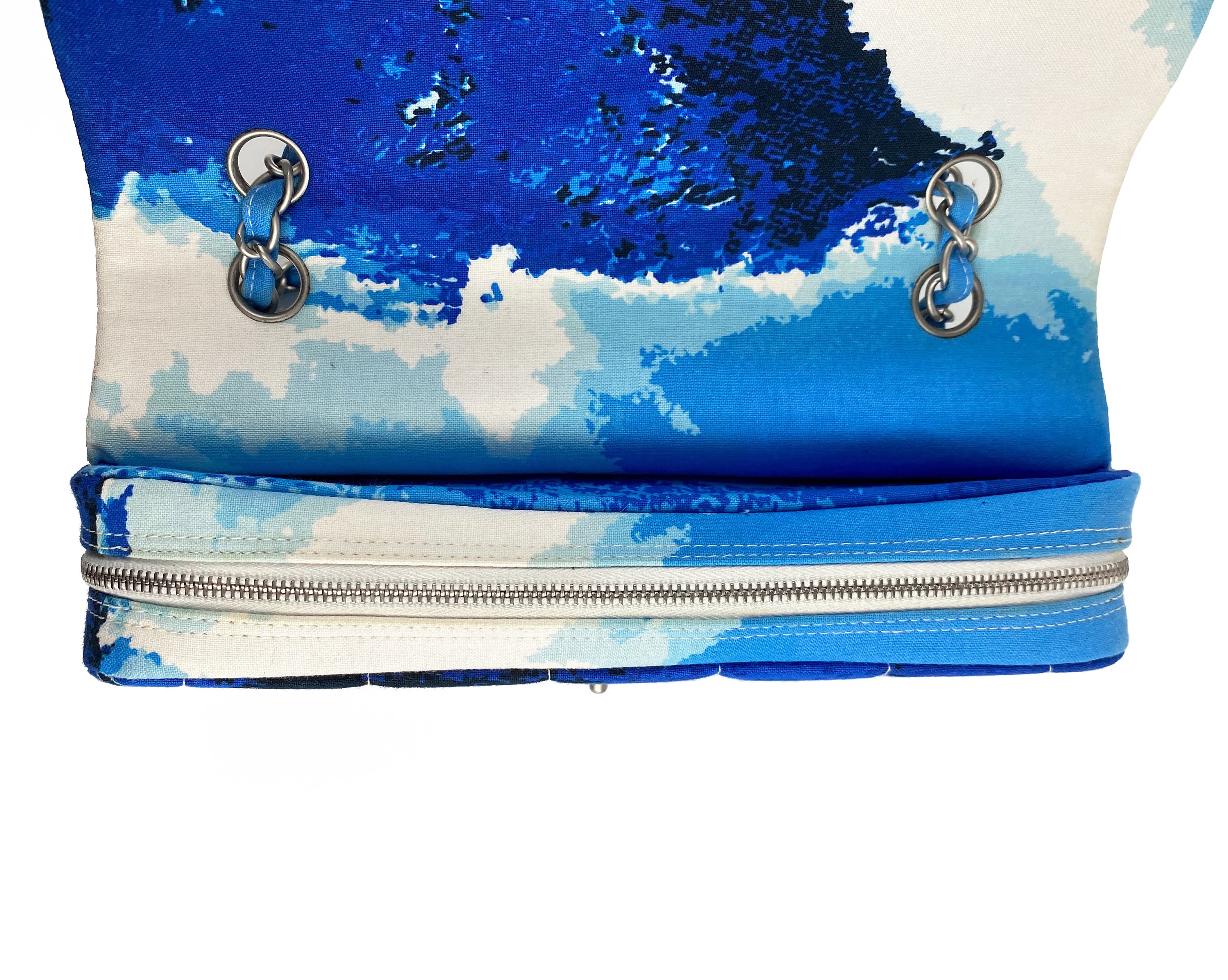 CHANEL Vintage Surf Bag Logo Print Quilted Canvas Flap CHANEL Vintage Surf Bag Logo Print Quilted Canvas Flap