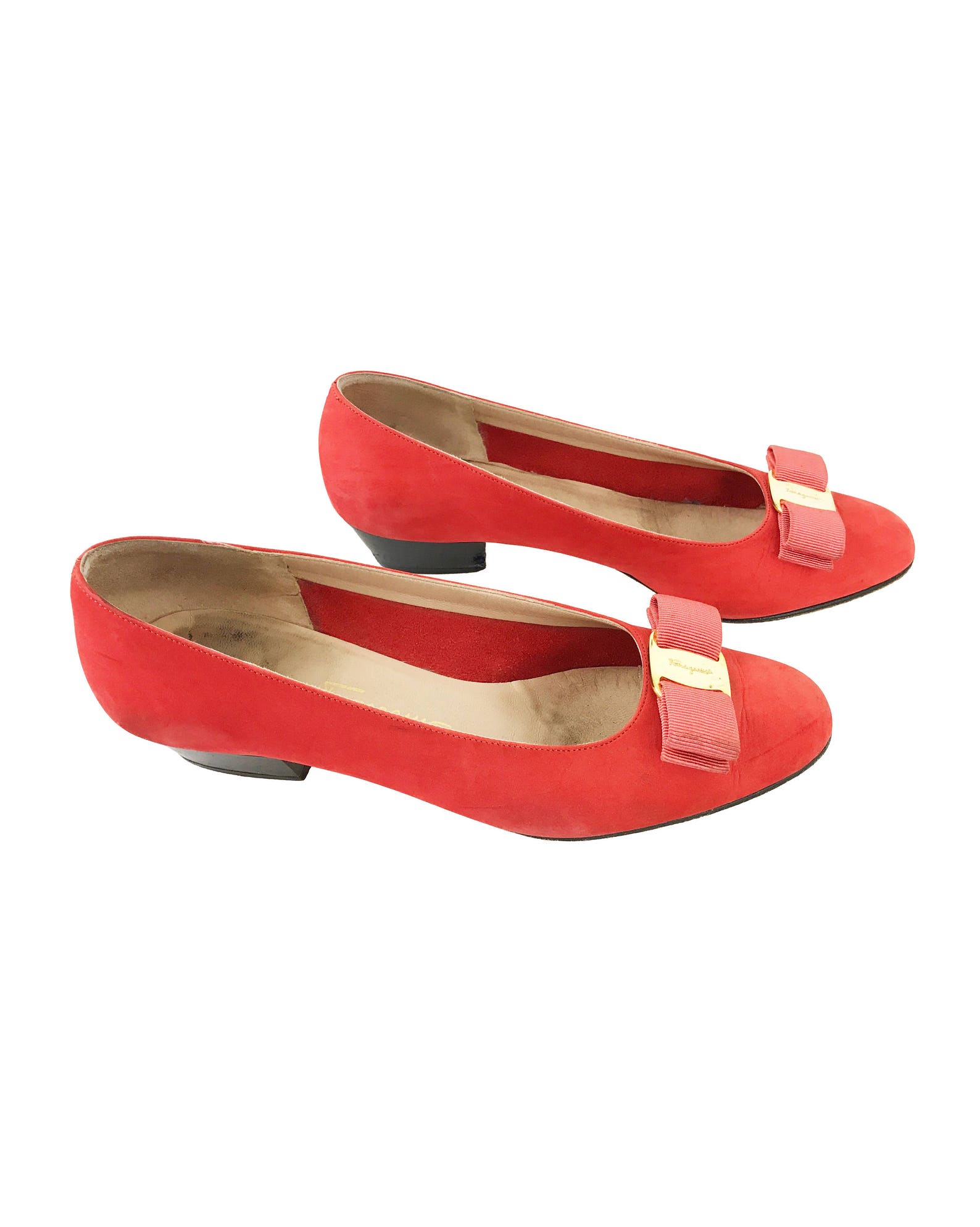 salvatore ferragamo vintage red suede bow logo flats monogram ballet shoes slippers sz 7.5 salvatore ferragamo vintage red suede bow logo flats monogram ballet shoes slippers sz 7.5