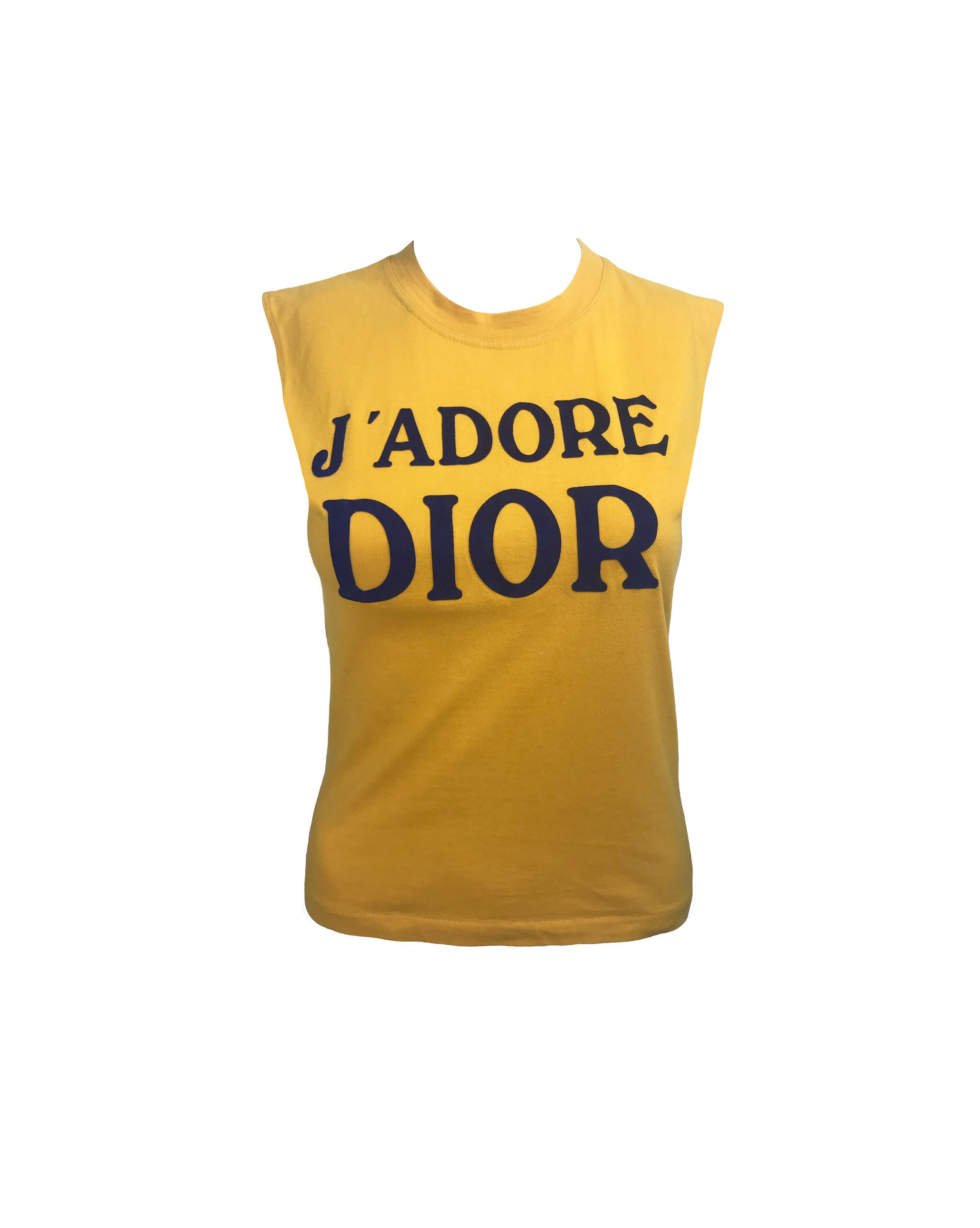 CHRISTIAN DIOR Vintage Yellow J'adore Dior Logo Print Tank CHRISTIAN DIOR Vintage Yellow J'adore Dior Logo Print Tank