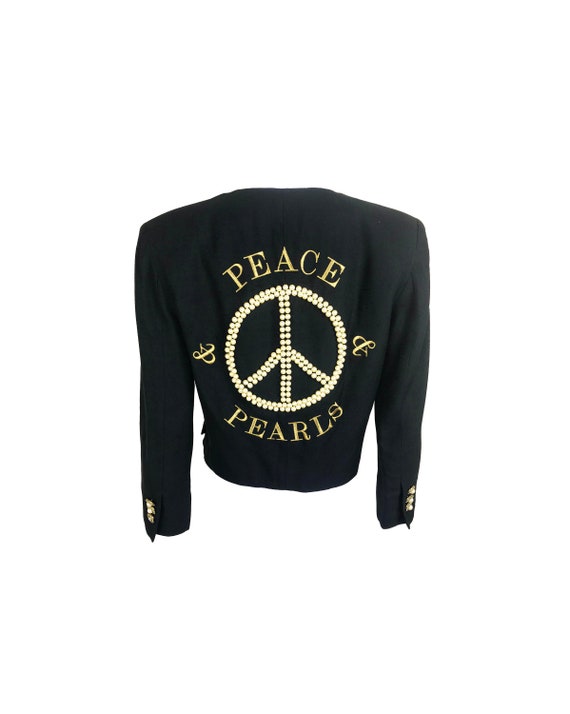 MOSCHINO Rare Vintage 1989 'Peace & Pearls' Embroi