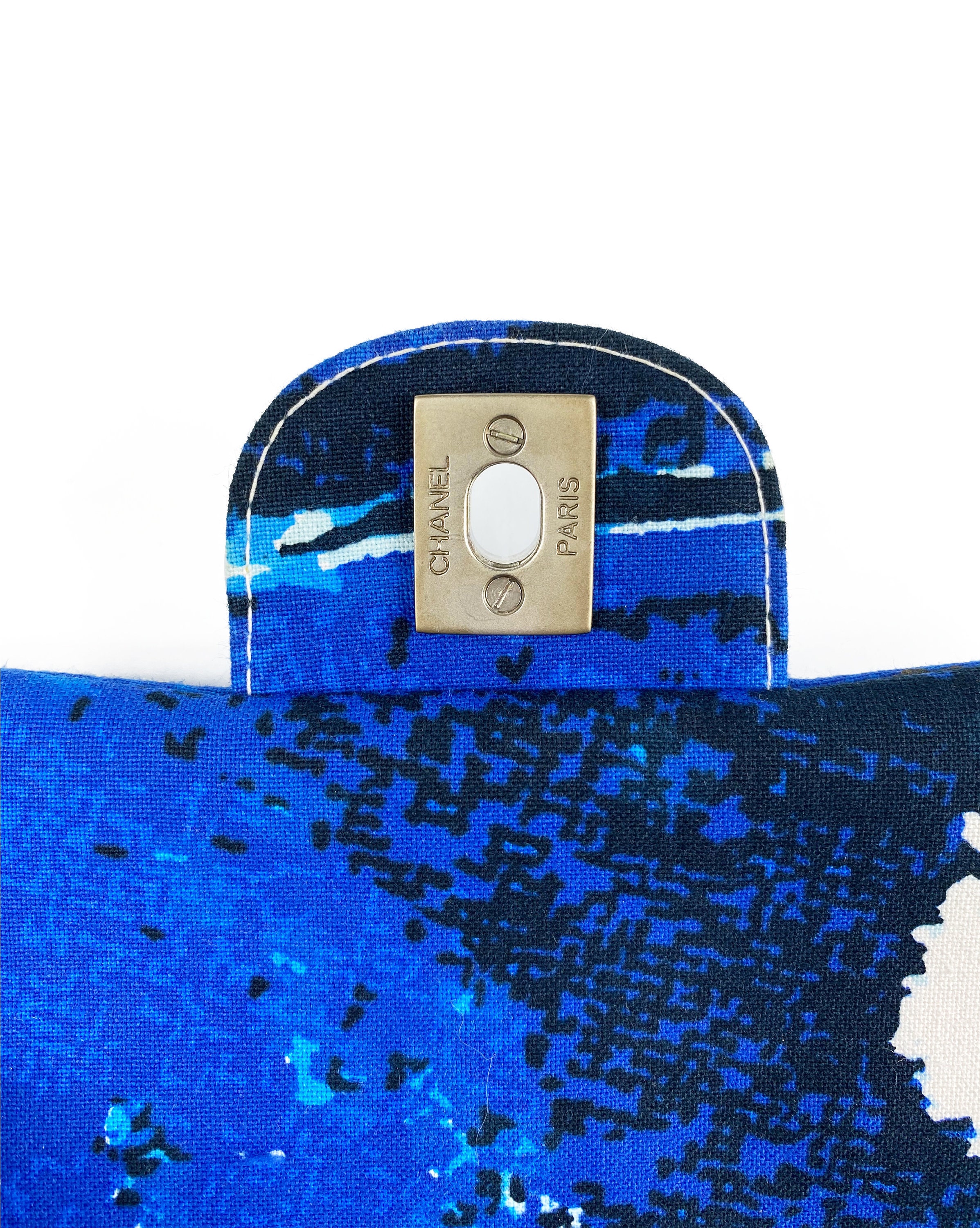 CHANEL Vintage Surf Bag Logo Print Quilted Canvas Flap CHANEL Vintage Surf Bag Logo Print Quilted Canvas Flap