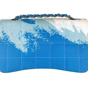 CHANEL Vintage Surf Bag Logo Print Quilted Canvas Flap Handbag image 5