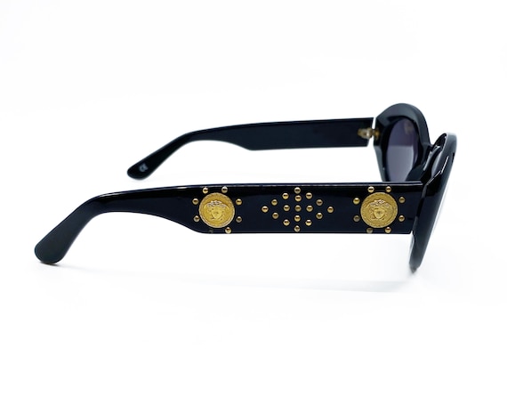 GIANNI VERSACE 1990s Black Studded Sunglasses ova… - image 5