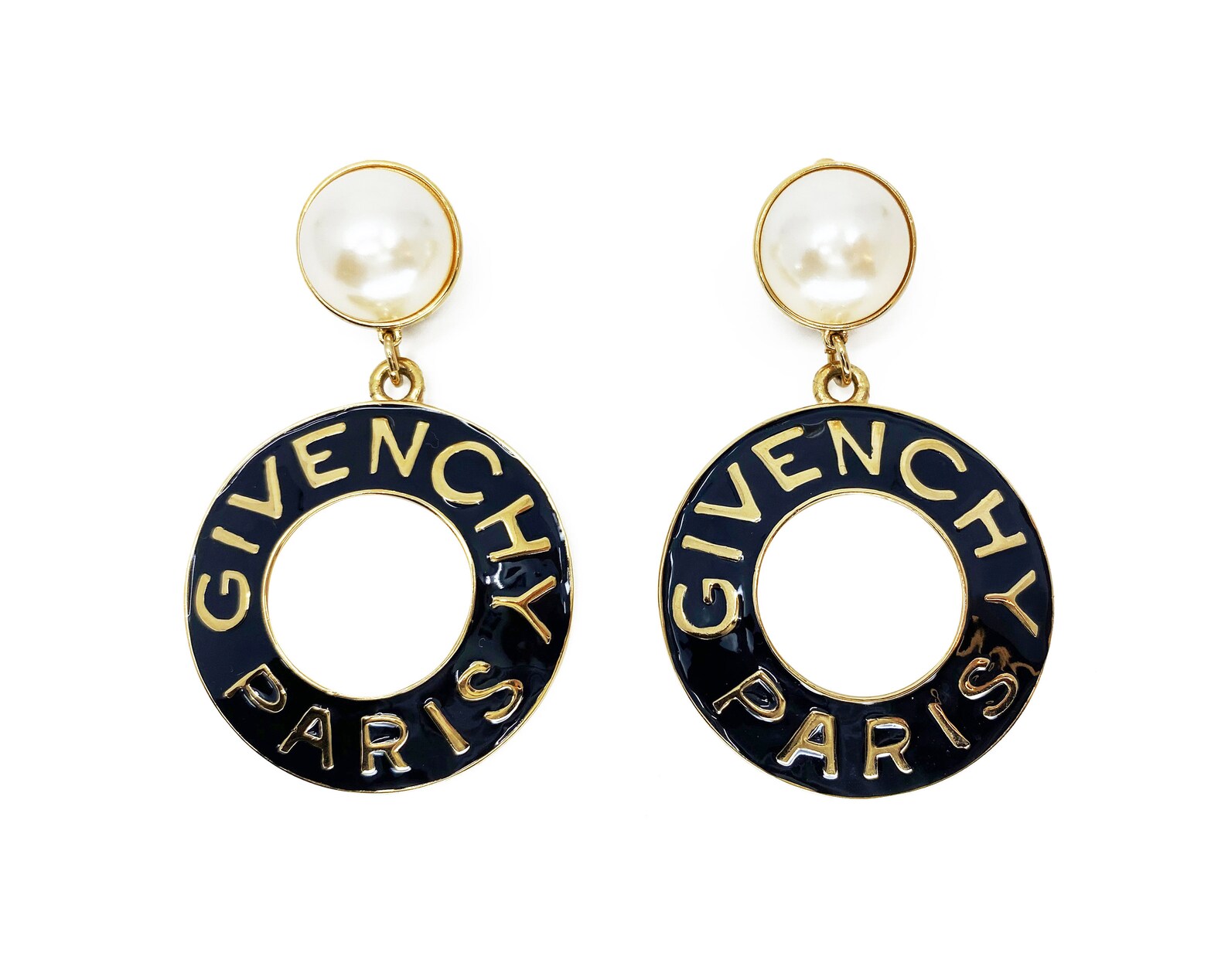 GIVENCHY Vintage Logo Perle Clip auf Ohrringe | Etsy