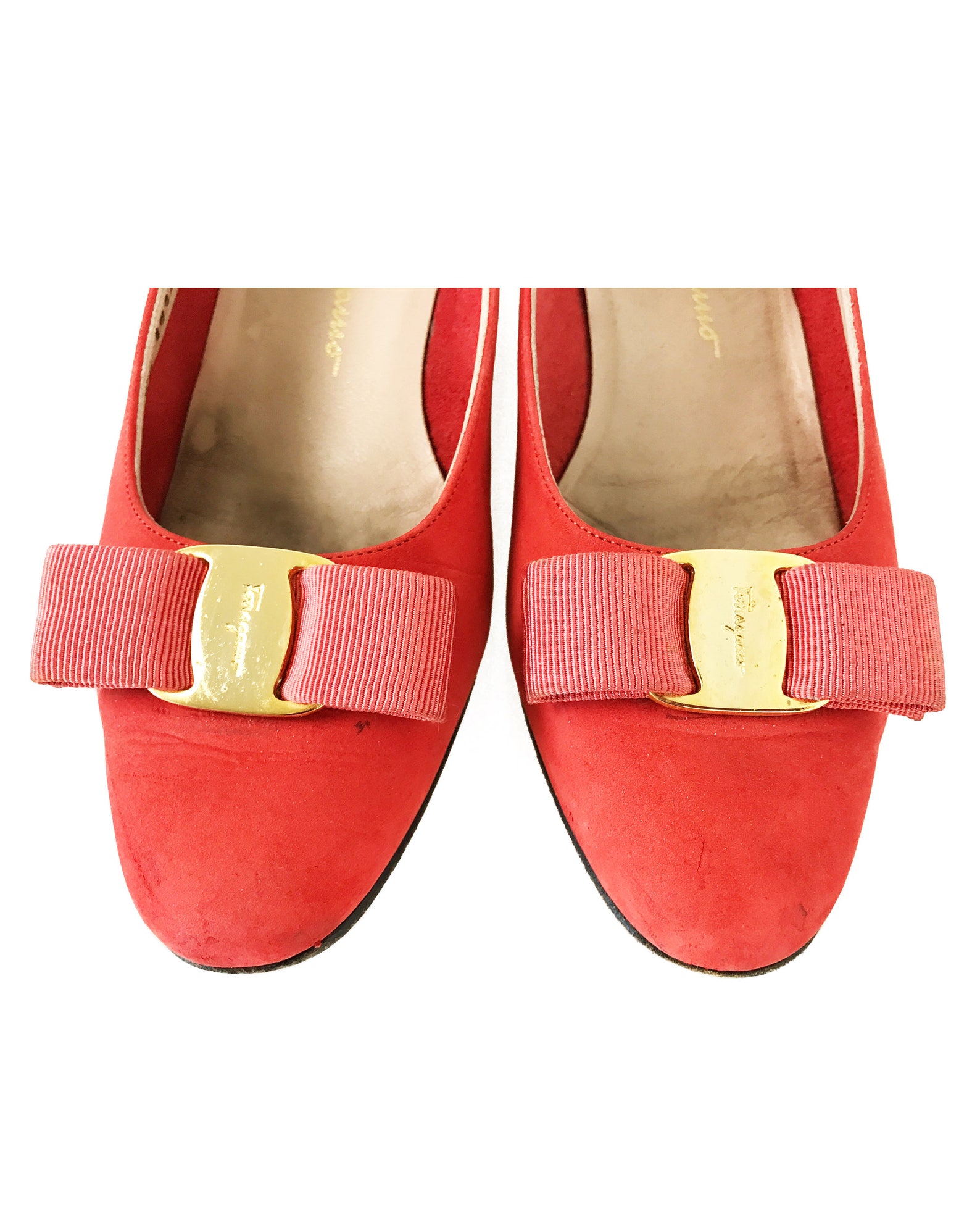 salvatore ferragamo vintage red suede bow logo flats monogram ballet shoes slippers sz 7.5 salvatore ferragamo vintage red suede bow logo flats monogram ballet shoes slippers sz 7.5