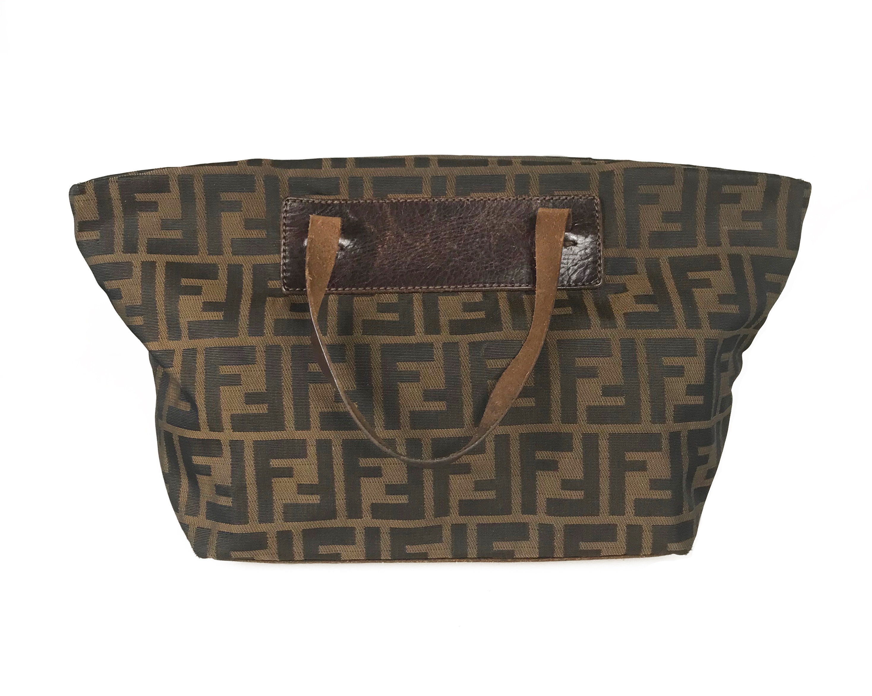 Fendi Handbag, Zucca, Canvas and Leather Mini Tote Bag Brown
