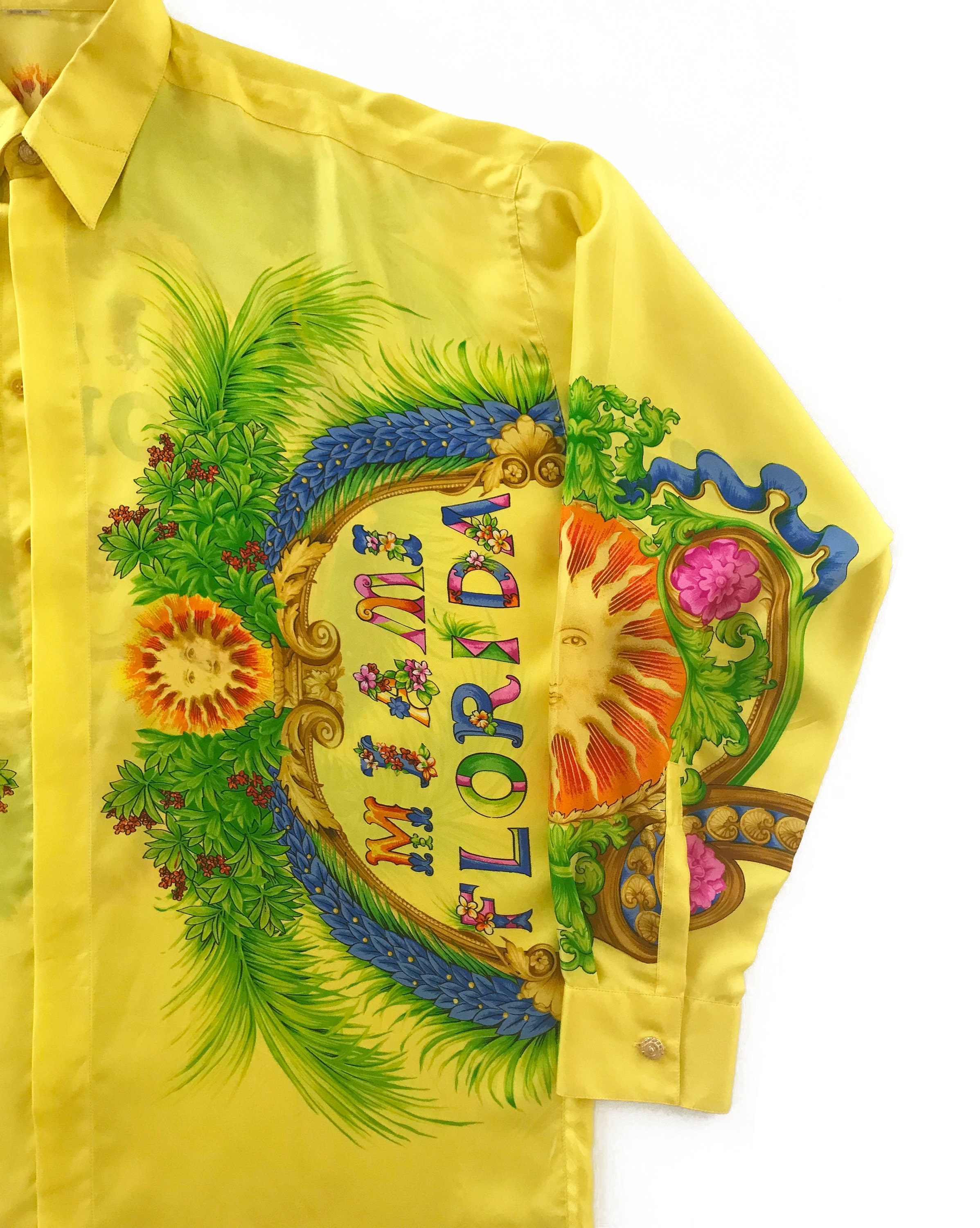 GIANNI VERSACE Rare Vintage Miami Print Shirt 1990s Neon GIANNI VERSACE Rare Vintage Miami Print Shirt 1990s Neon