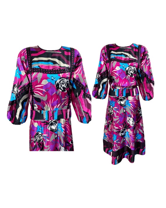 DIANE FREIS Vintage 1980s Pink Print Maxi Dress