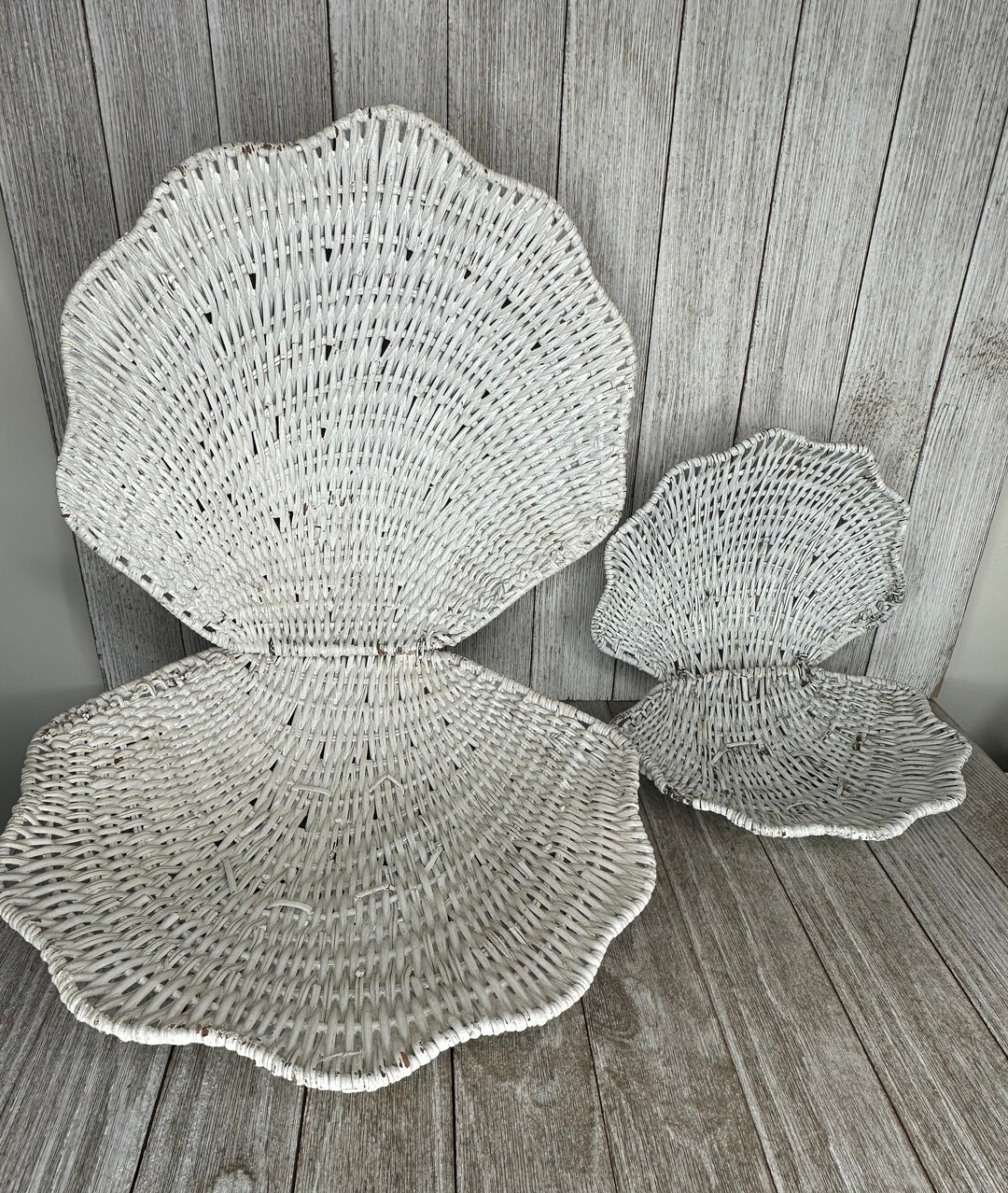 Wicker Shell Pair of Vintage Wicker Clam Shell Seashell Trinket Boxes, Vintage ...