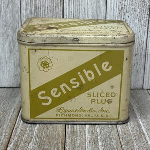 Vintage Sensible Sliced Plug Tobacco Tin, Vintage Tobacco Tin, Vintage Tobacciana, Vintage Tobacco, Tobacco Tin, Primitive, Farmhouse