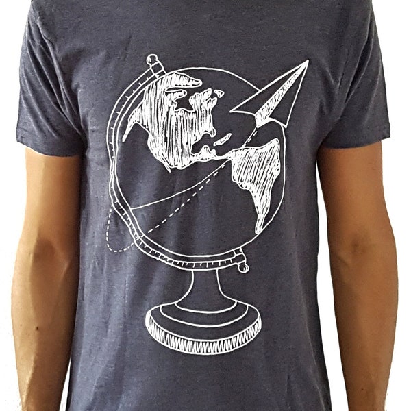 T-shirt Homme Globe-trotter - T-shirt des voyageurs Planète - Un cadeau pour homme fan de voyage