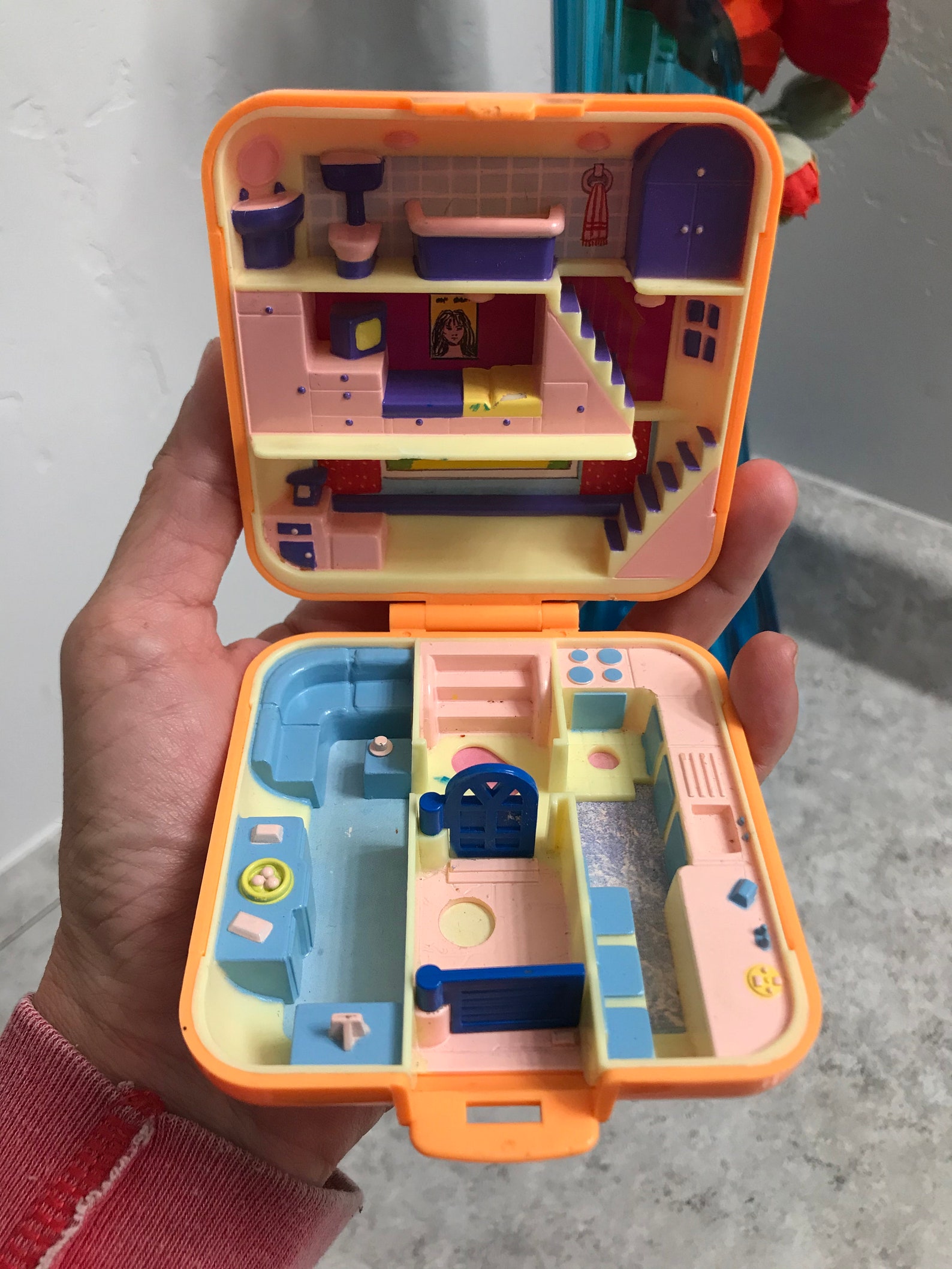 Vintage 1989 Polly Pocket Orange Town House Compact With Kitty | Etsy