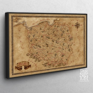 Landkarte von Polen, Fantasy Polen Landkarte auf Leinwand