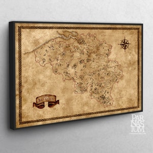 Fantasy Belgium Map Art: Canvas Wall Decor