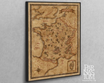 Fantasy France Canvas Map: Unique Wall Decor