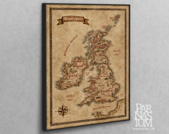 Fantasy British Isles Map: Canvas Wall Art