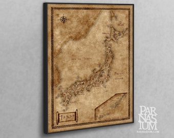 Carte du Japon en toile, carte du Japon fantastique sur toile