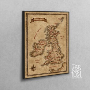 Canvas kaart van Britse eilanden, Fantasie Britse Eilanden kaart