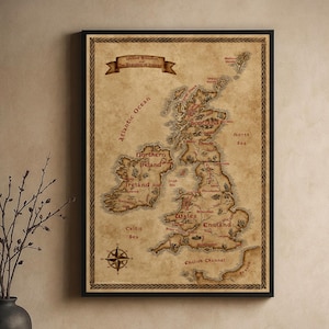 Fantasy British Isles Map: UK & Ireland Illustrated Print