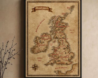 Fantasy British Isles Map: UK & Ireland Illustrated Print