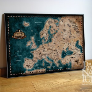 Carte de l'Europe, carte de l'Europe d'inspiration fantastique